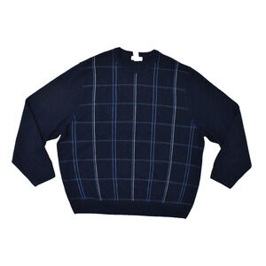 Dockers Men's Size XXL Blue Plaid 100% Acrylic Pullover Sweater Crewneck